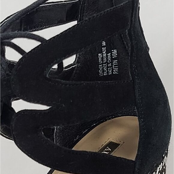 Audrey Brooke Black Ankle Suedette Block Heel Shoe - Picture 10 of 10